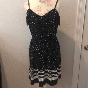 Elle black and white polka dot dress